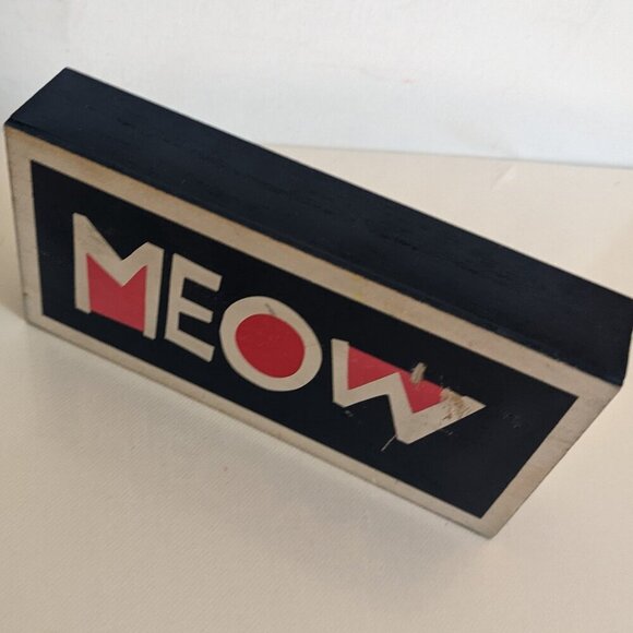 NWT Pink 'MEOW' Wood Box Sign Home Table Decor Michael's Pets Cat Kitten Lover - Picture 3 of 6